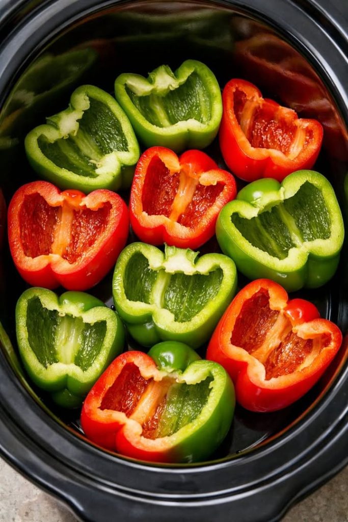 Do pomalého hrnca vložte surové rozpolené papriky a 4 ďalšie ingrediencie a získajte jedlo také chutné, že vaša rodina bude prosiť o ďalšie.