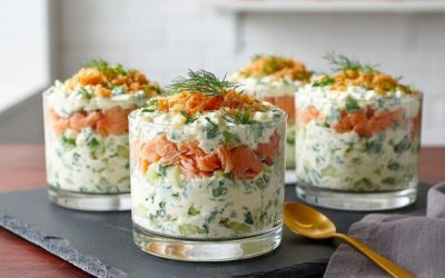 Údené lososové, uhorkové a kôprové krémové verrines 🐟